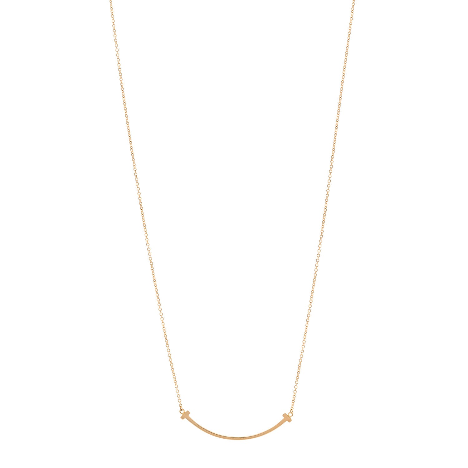 Tiffany 18K Rose Gold Small T Smile Pendant Necklace 1 of 4