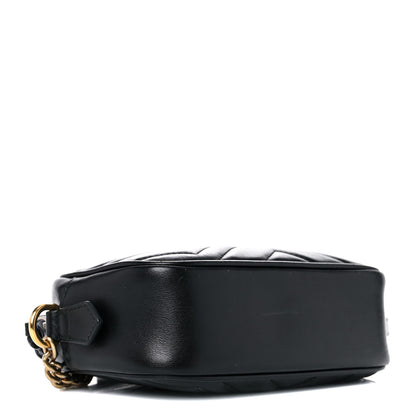 Gucci Calfskin Matelasse Mini GG Marmont Chain Shoulder Bag Black 3 of 14