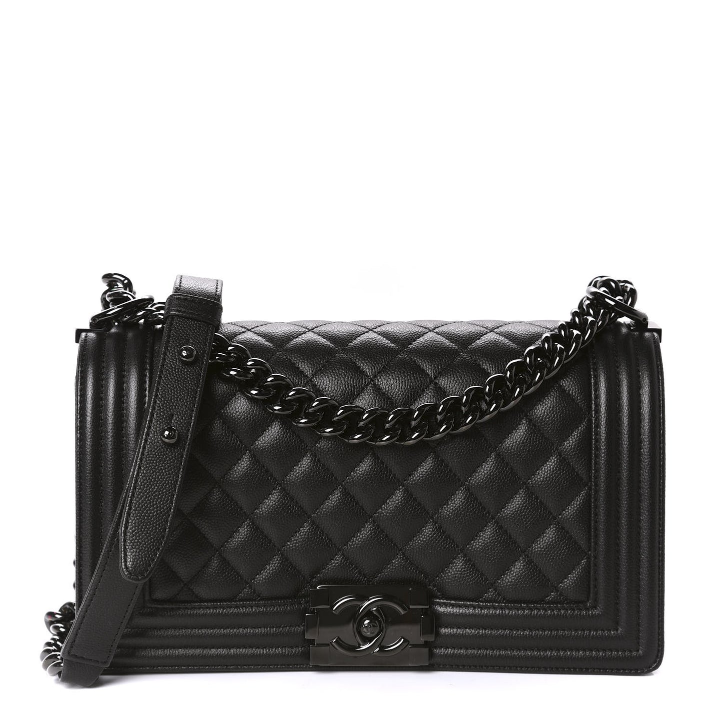 Caviar Quilted Medium Boy Flap So Black