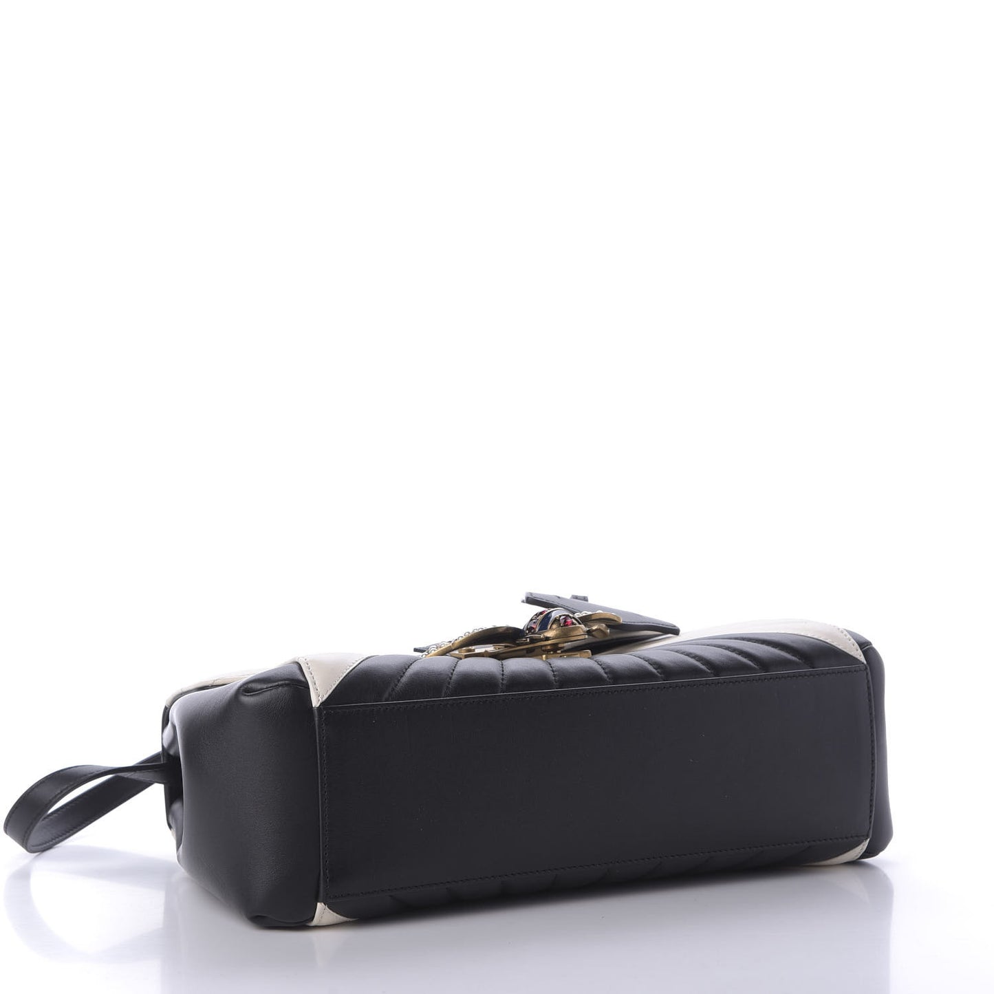 Calfskin Bamboo Trapuntata Queen Margaret Top Handle Bag Mystic White Black