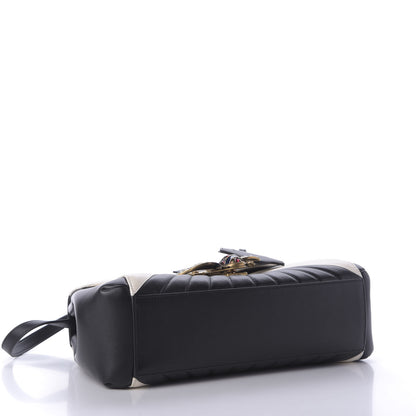Gucci Calfskin Bamboo Trapuntata Queen Margaret Top Handle Bag Mystic White Black 5 of 10