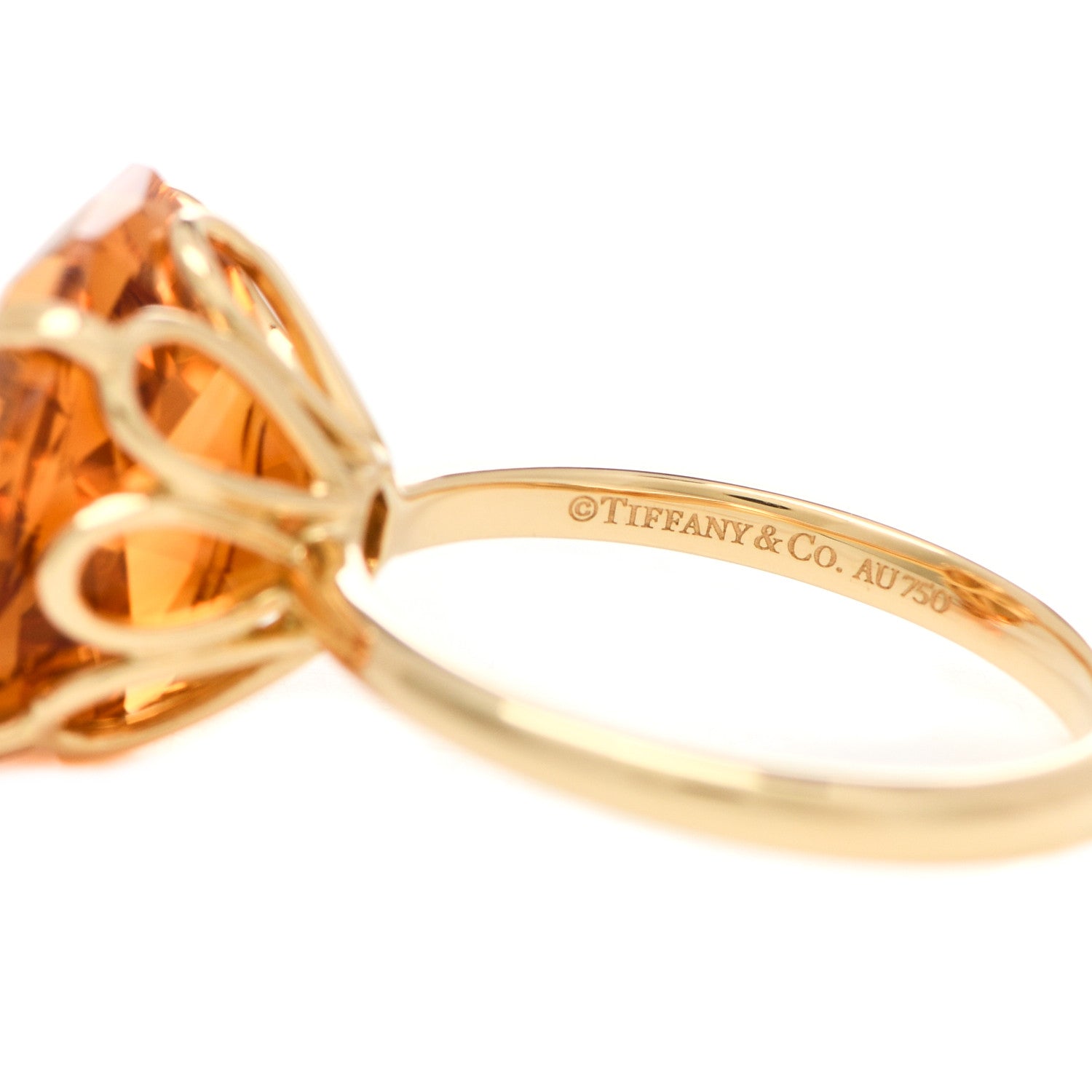Tiffany 18K Yellow Gold Citrine Octagonal Sparklers Cocktail Ring 52 6 5 of 6