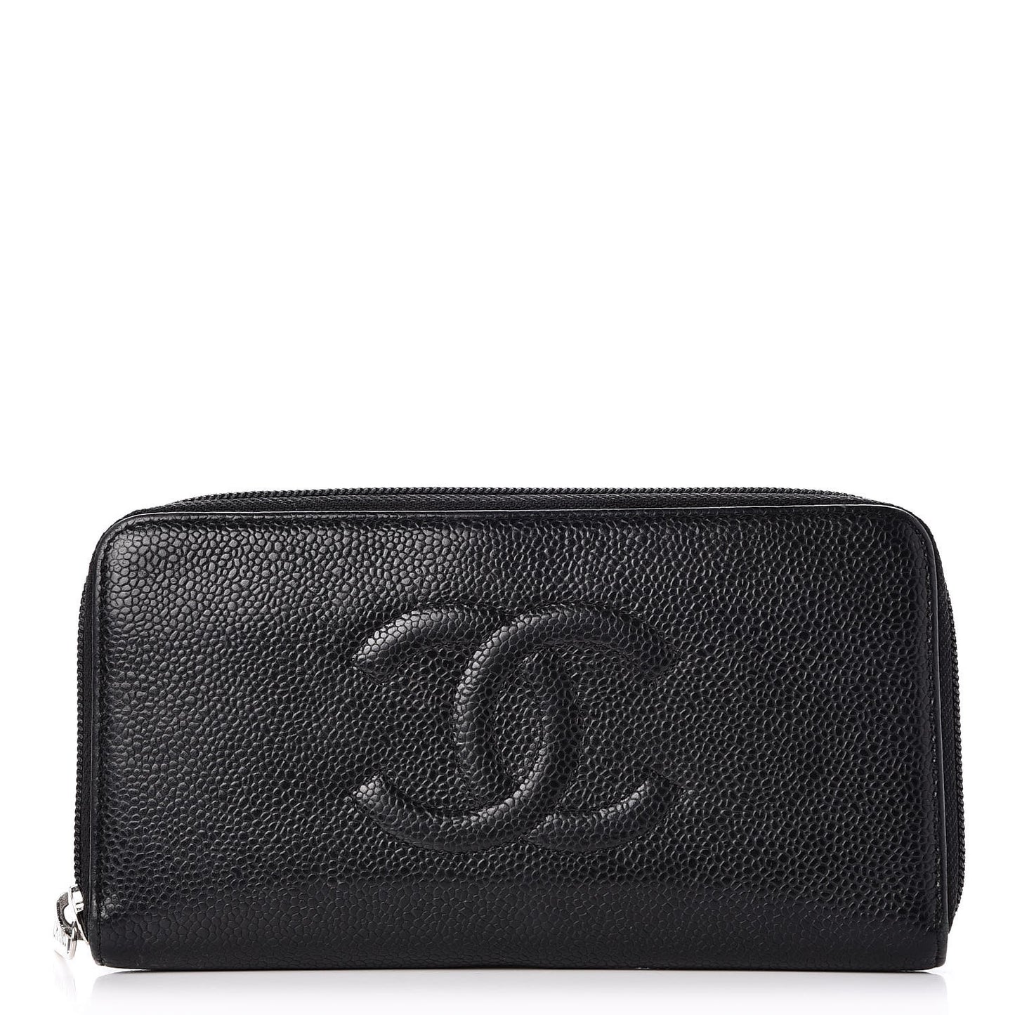 Caviar Large Timeless CC Zip Around Wallet Black