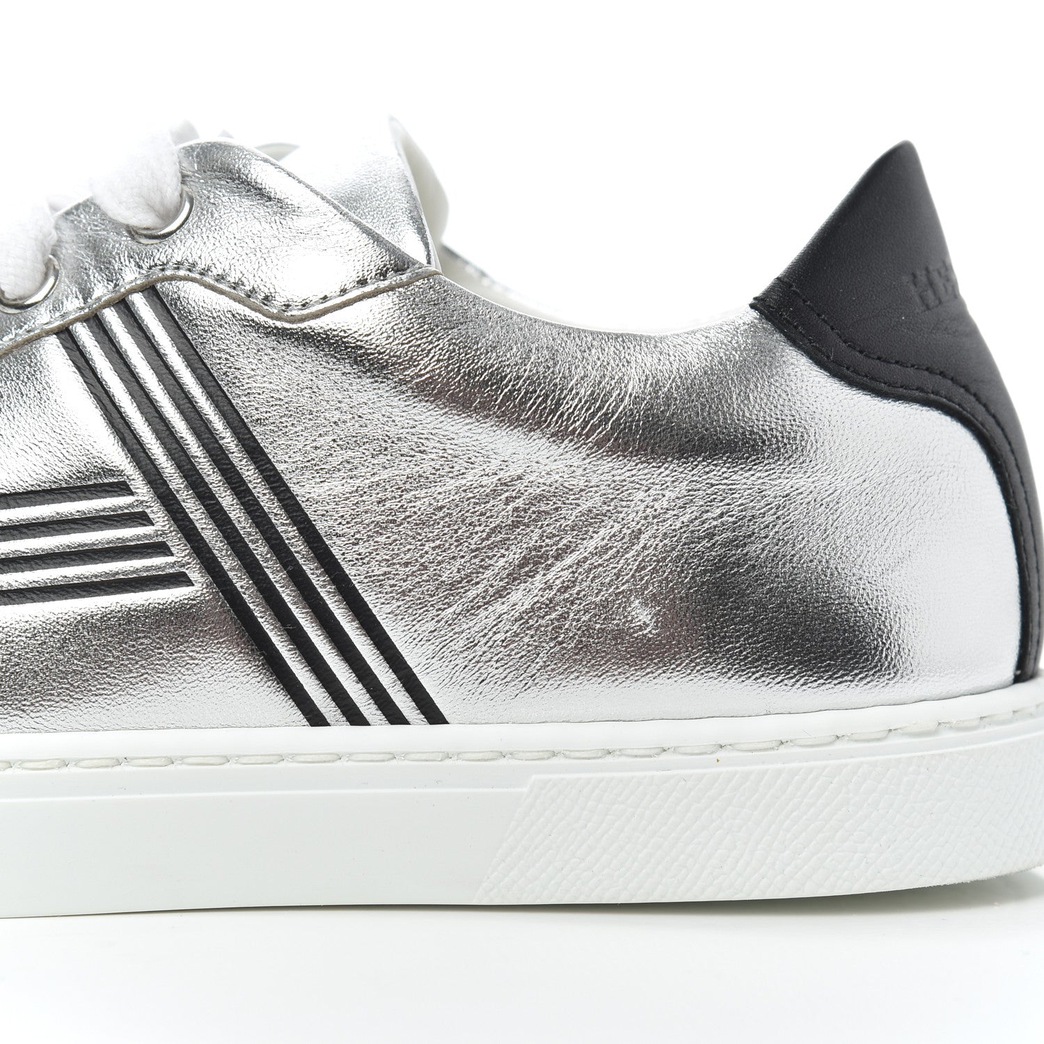 Hermes Metallic Calfskin Womens Avantage Sneakers 36.5 Gris Argente Black 12 of 22