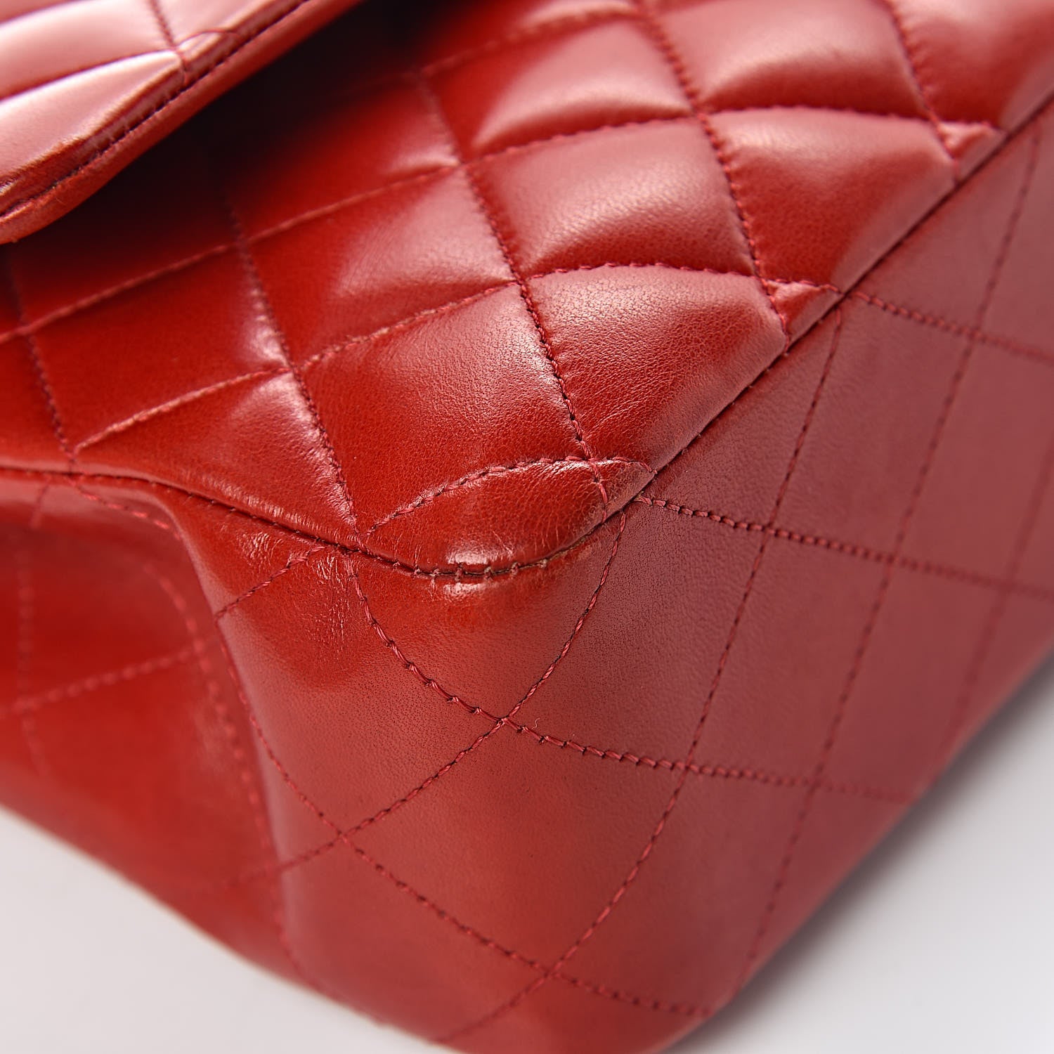 Chanel Lambskin Quilted Medium Double Flap Red 13 of 19