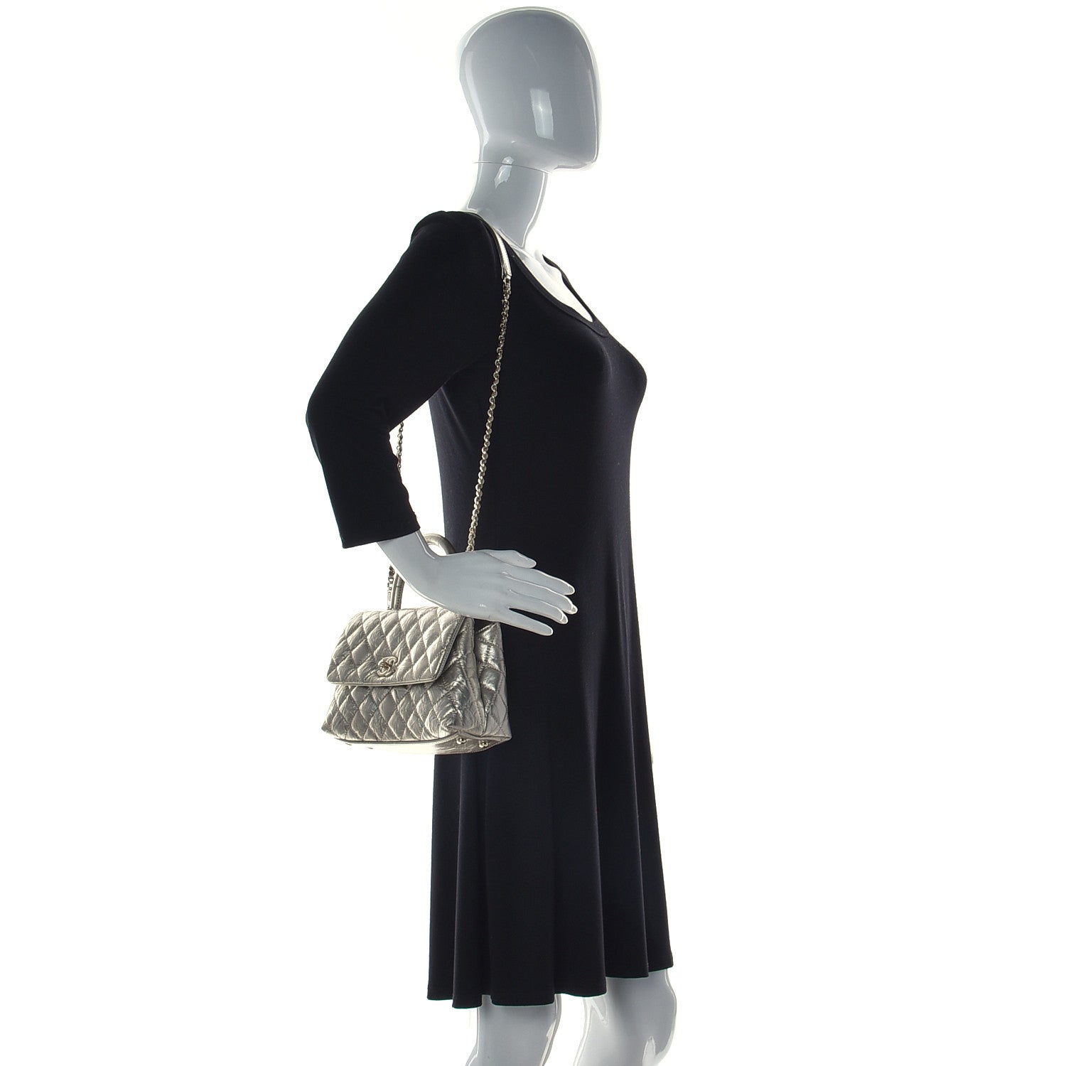Chanel Metallic Aged Calfskin Quilted Mini Coco Handle Flap Gold 2 of 10