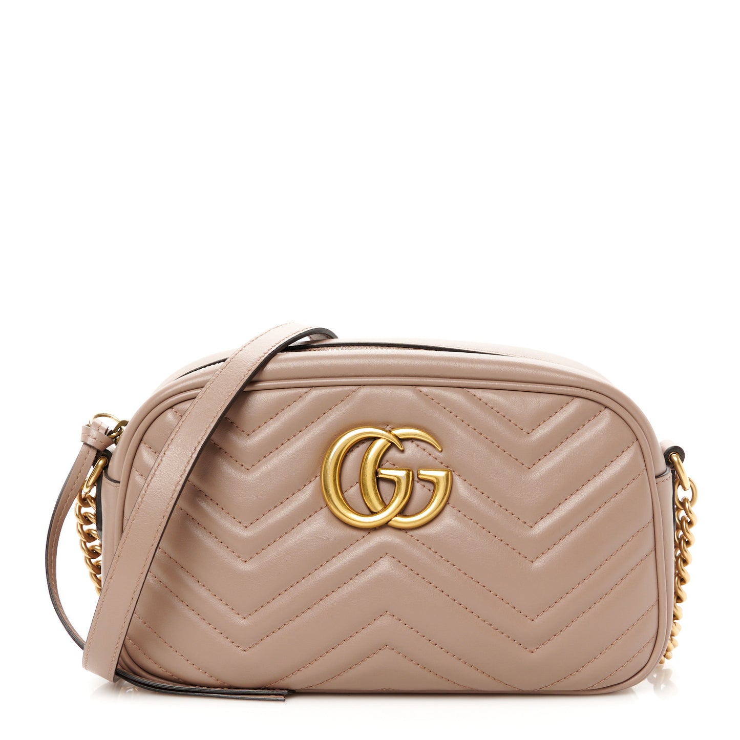 Calfskin Matelasse Small GG Marmont Chain Shoulder Bag Porcelain Rose