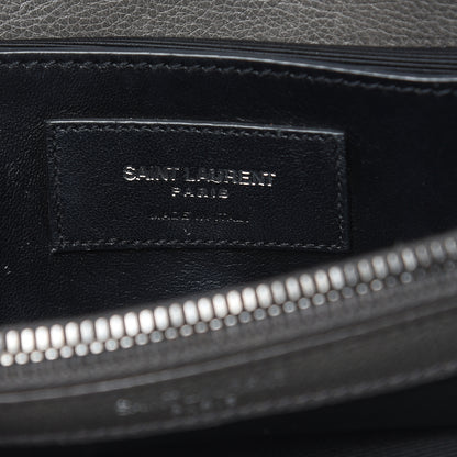 Saint Laurent Sheepskin Matelasse Chevron Monogram Medium College Bag Light Coal 6 of 17