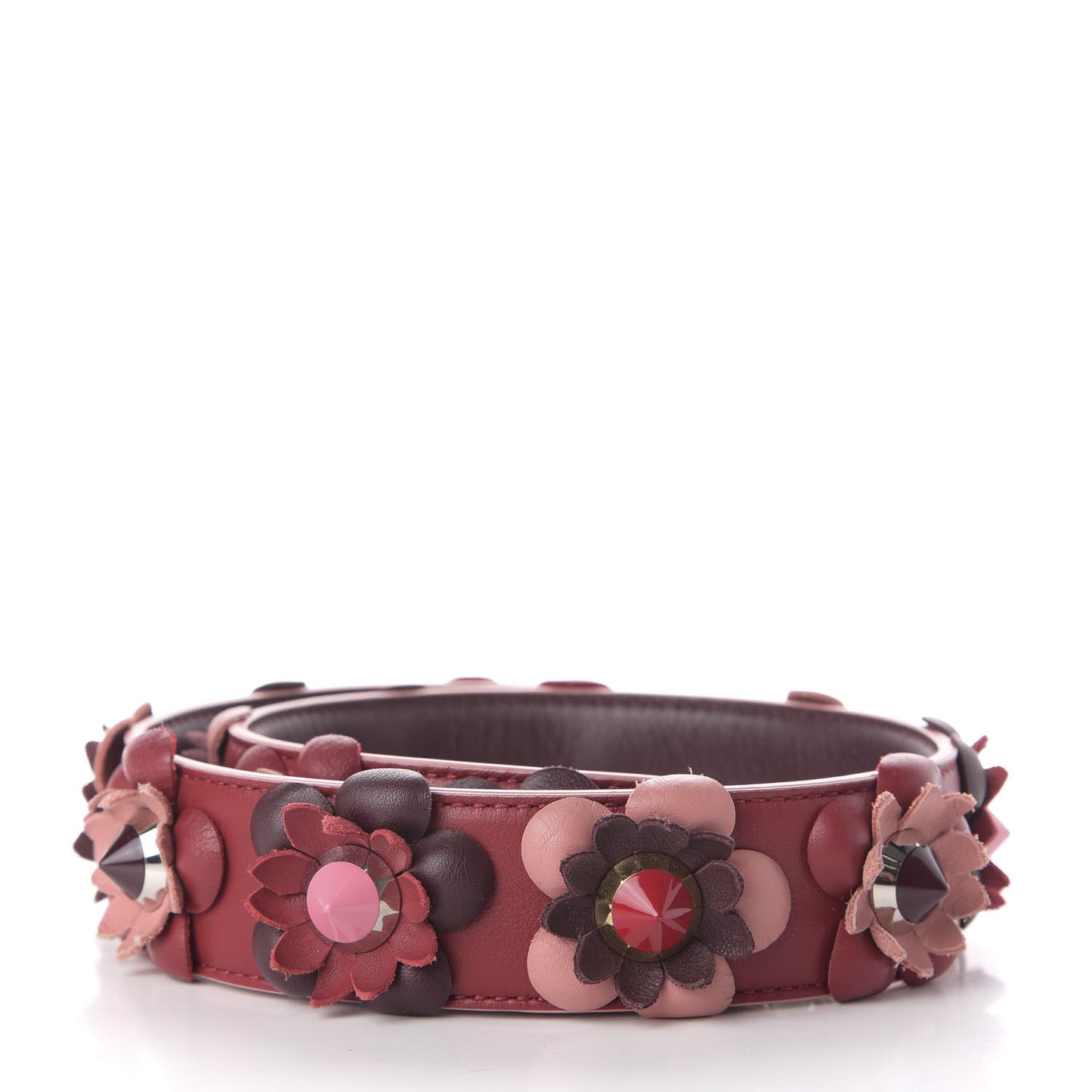 Vitello Dolce Flowerland Studded Strap You Ribes Bordeaux
