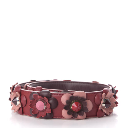 Fendi Vitello Dolce Flowerland Studded Strap You Ribes Bordeaux 2 of 4