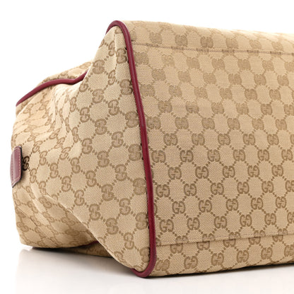 Gucci GG Monogram Web Medium Collapsable Carry On Duffle Beige Red 9 of 13