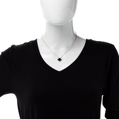 Van Cleef & Arpels 18K Yellow Gold Black Onyx Vintage Alhambra Pendant Necklace 2 of 6