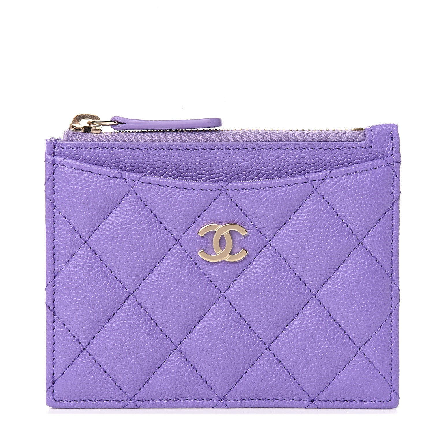 Chanel Caviar Quilted CC Zip Card Holder Purple 1 of 7