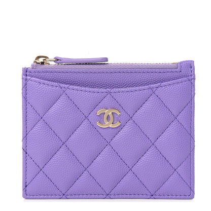 Chanel Caviar Quilted CC Zip Card Holder Purple 1 of 7