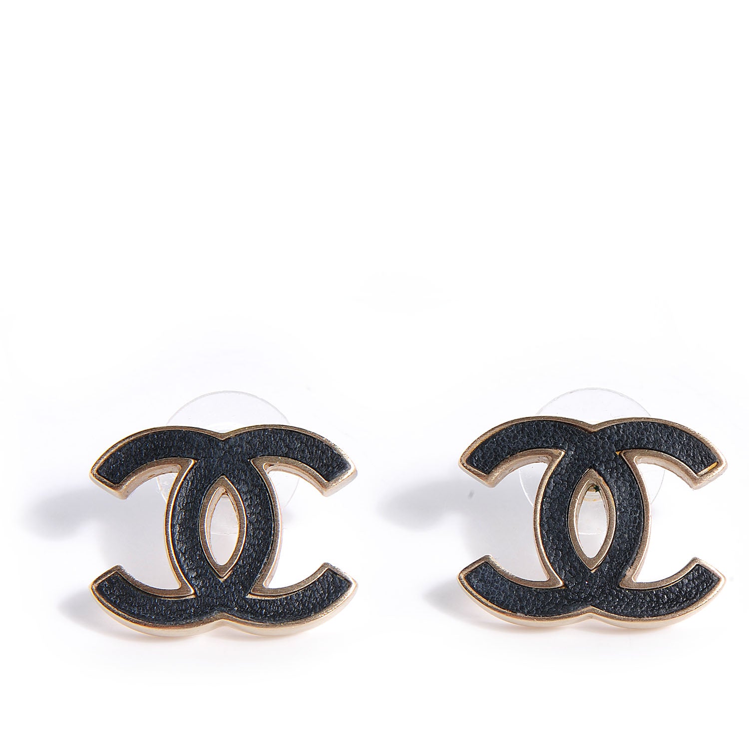 Chanel Lambskin CC Earrings Black 1 of 5