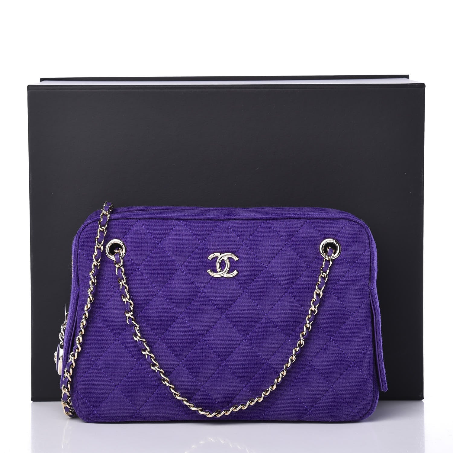 Chanel Jersey Quilted Camera Case Purple 10 of 10