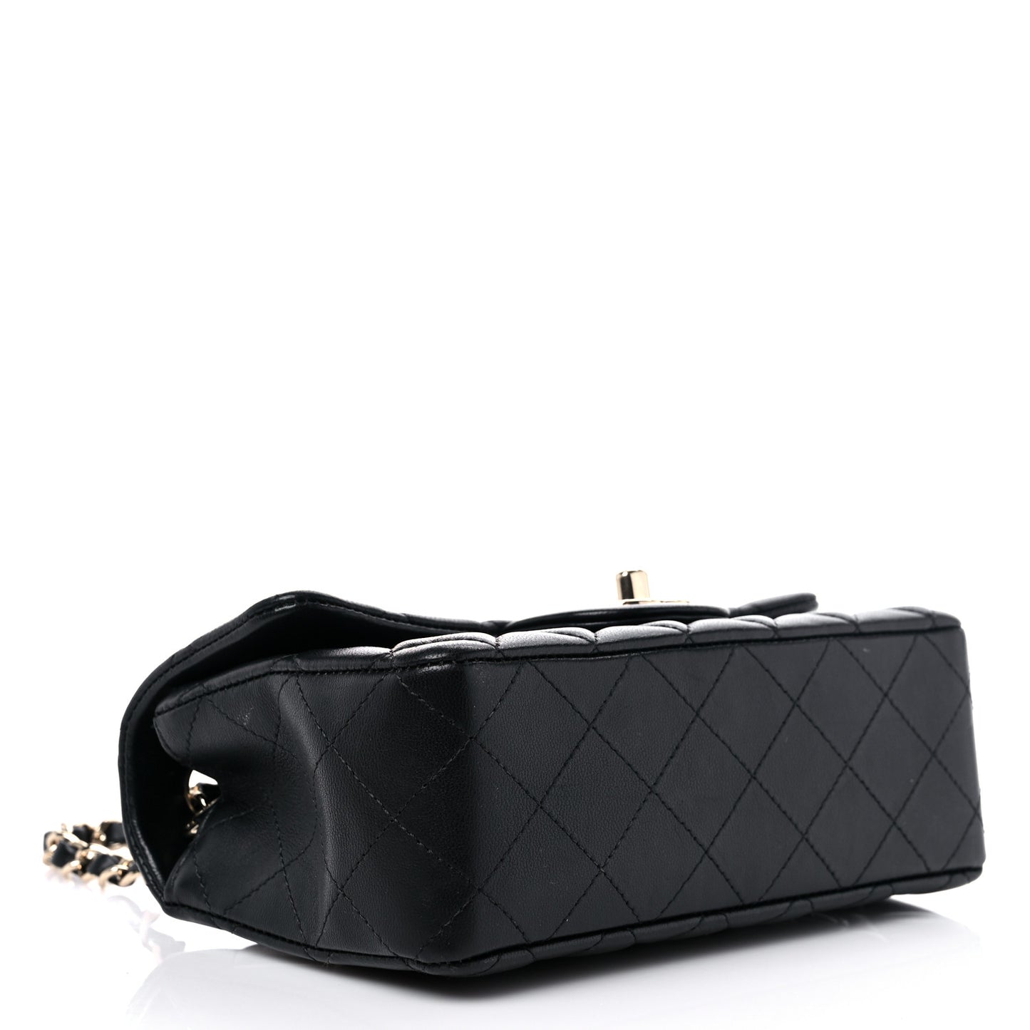 Lambskin Quilted Mini Rectangular Flap Black