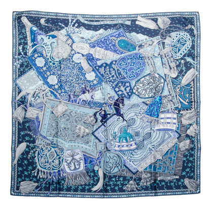 Hermes Silk Cavaliers du Caucase Scarf 90 Marine Gris Turquoise 2 of 5