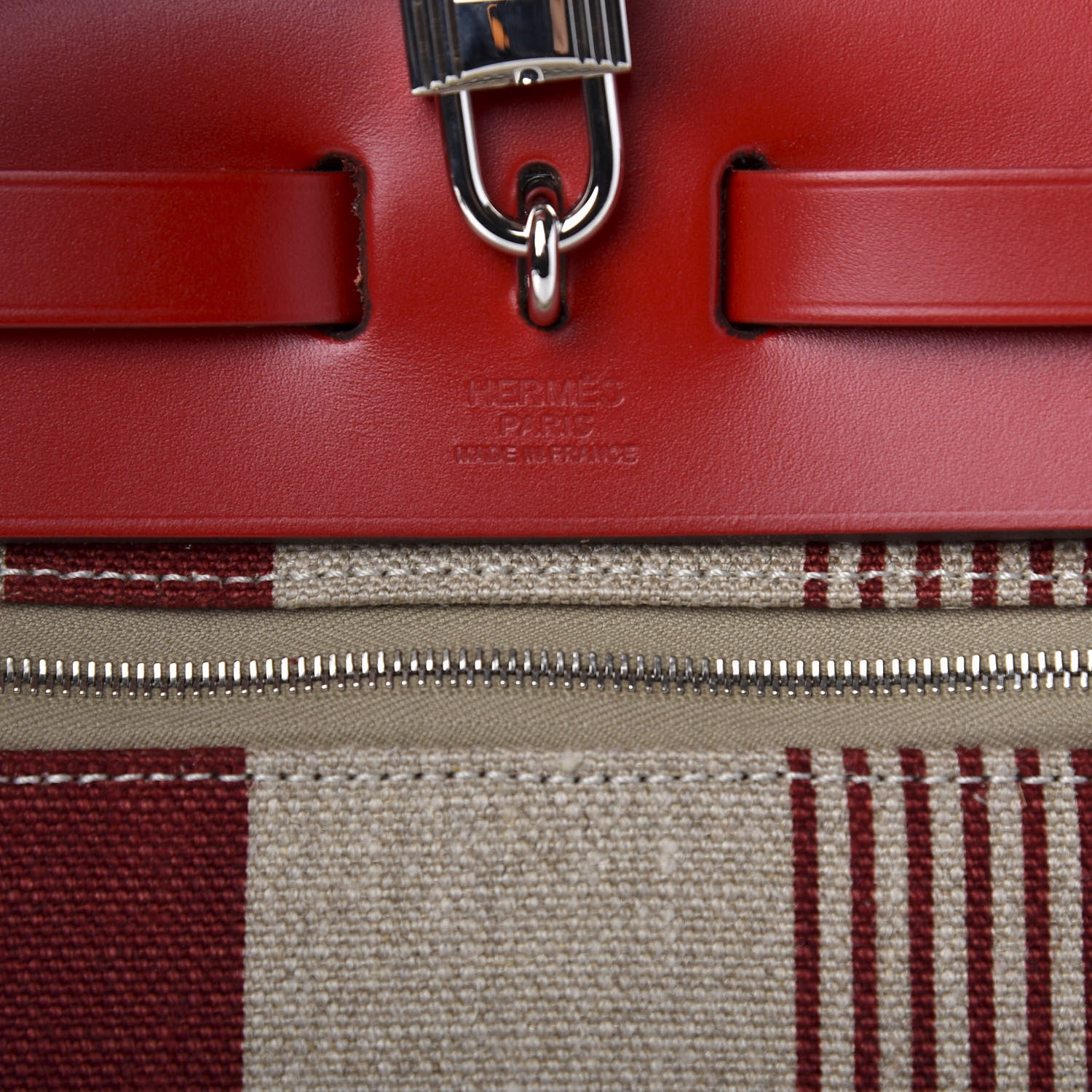 Hermes Vache Hunter Toile H Vibration Herbag Zip 31 PM Bordeaux Ficelle Rouge Piment 11 of 14