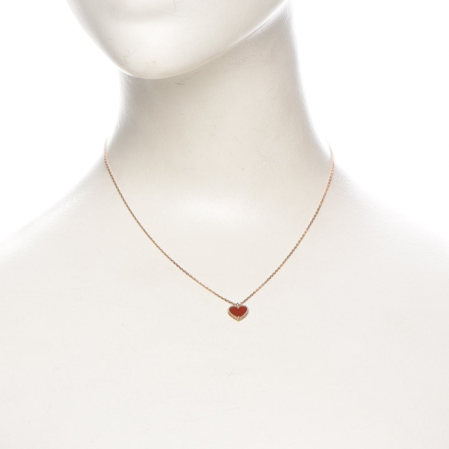 18K Rose Gold Carnelian Sweet Alhambra Heart Pendant Necklace