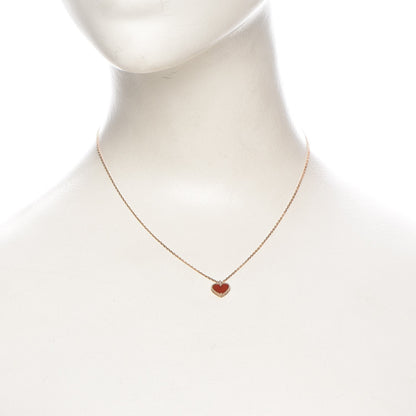 Van Cleef & Arpels 18K Rose Gold Carnelian Sweet Alhambra Heart Pendant Necklace 2 of 7