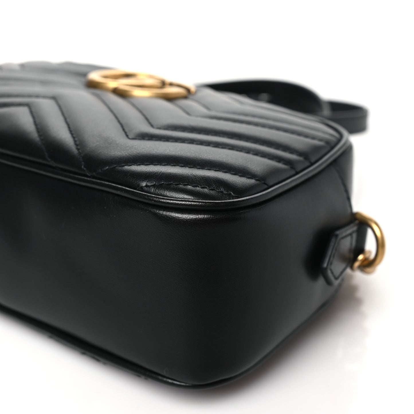 Calfskin Matelasse Small GG Marmont Chain Shoulder Bag Black