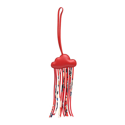 Hermes Swift Silk Twill Cord Cloud Bag Charm Rouge Tomate 1 of 4