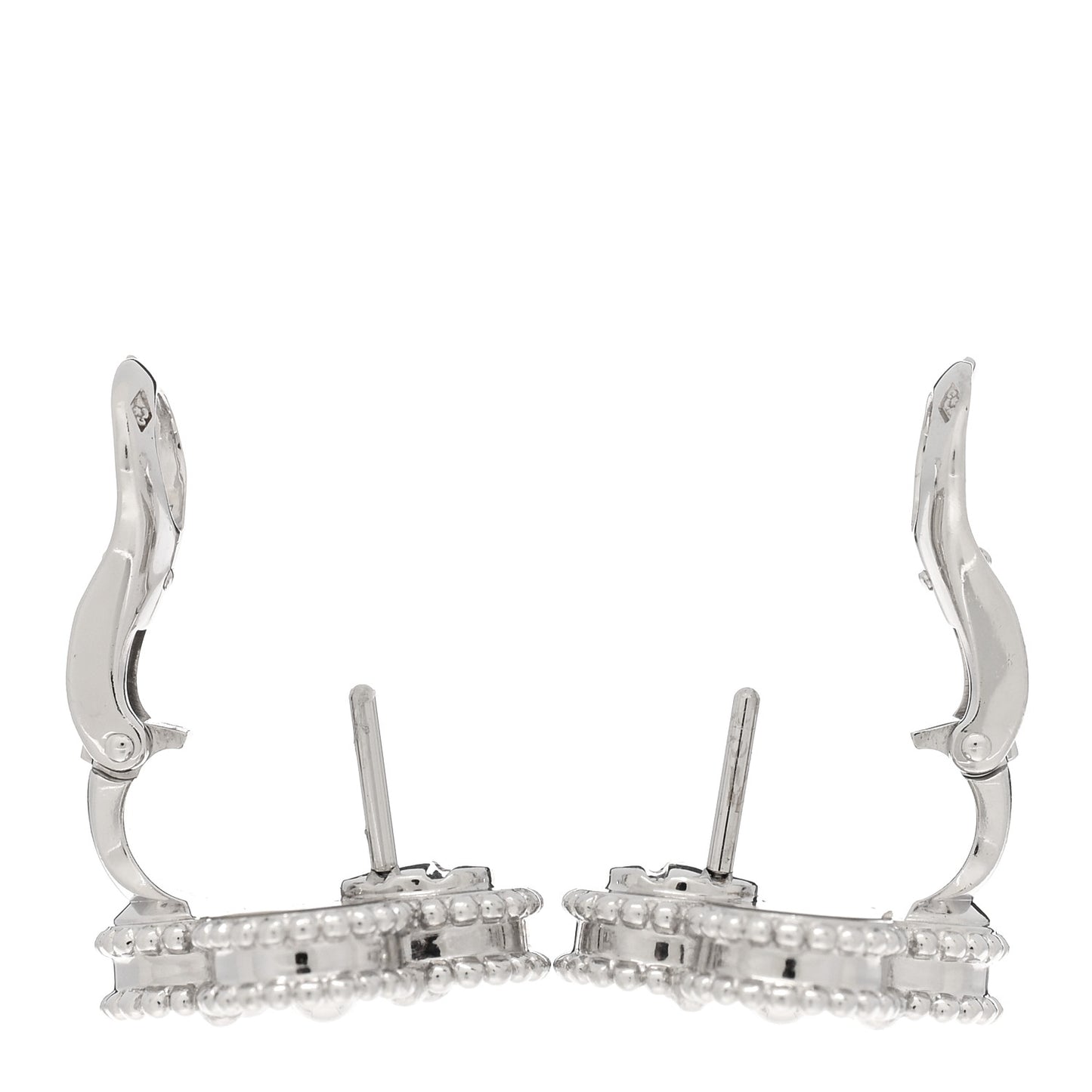 18K White Gold Guilloche Vintage Alhambra Earrings