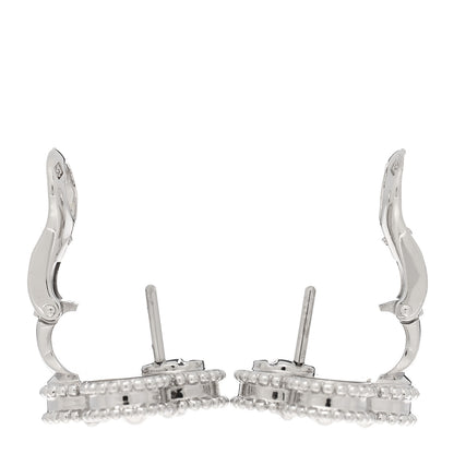 Van Cleef & Arpels 18K White Gold Guilloche Vintage Alhambra Earrings 3 of 5