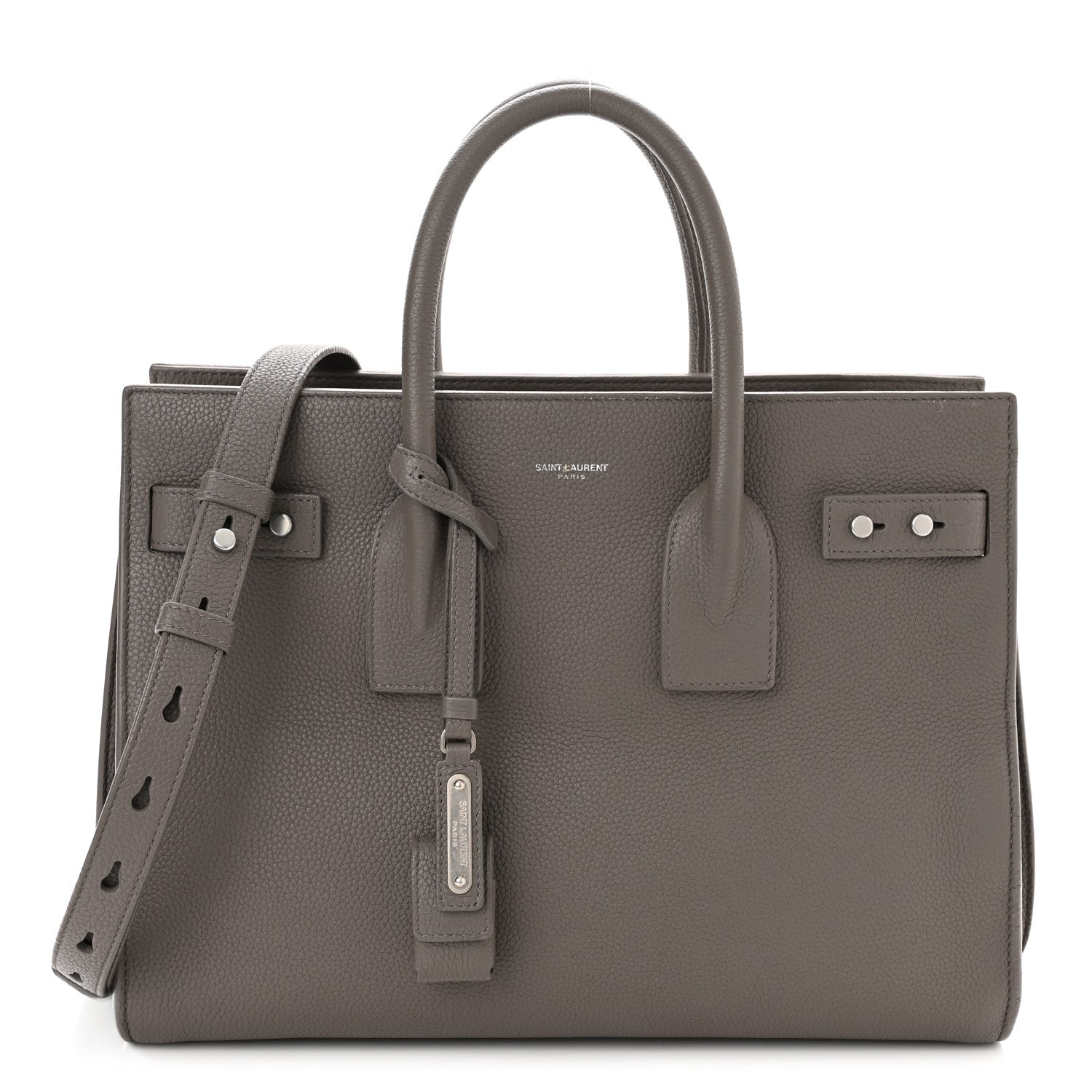 Saint Laurent Grained Calfskin Small Supple Sac De Jour Mouse Grey 1 of 14