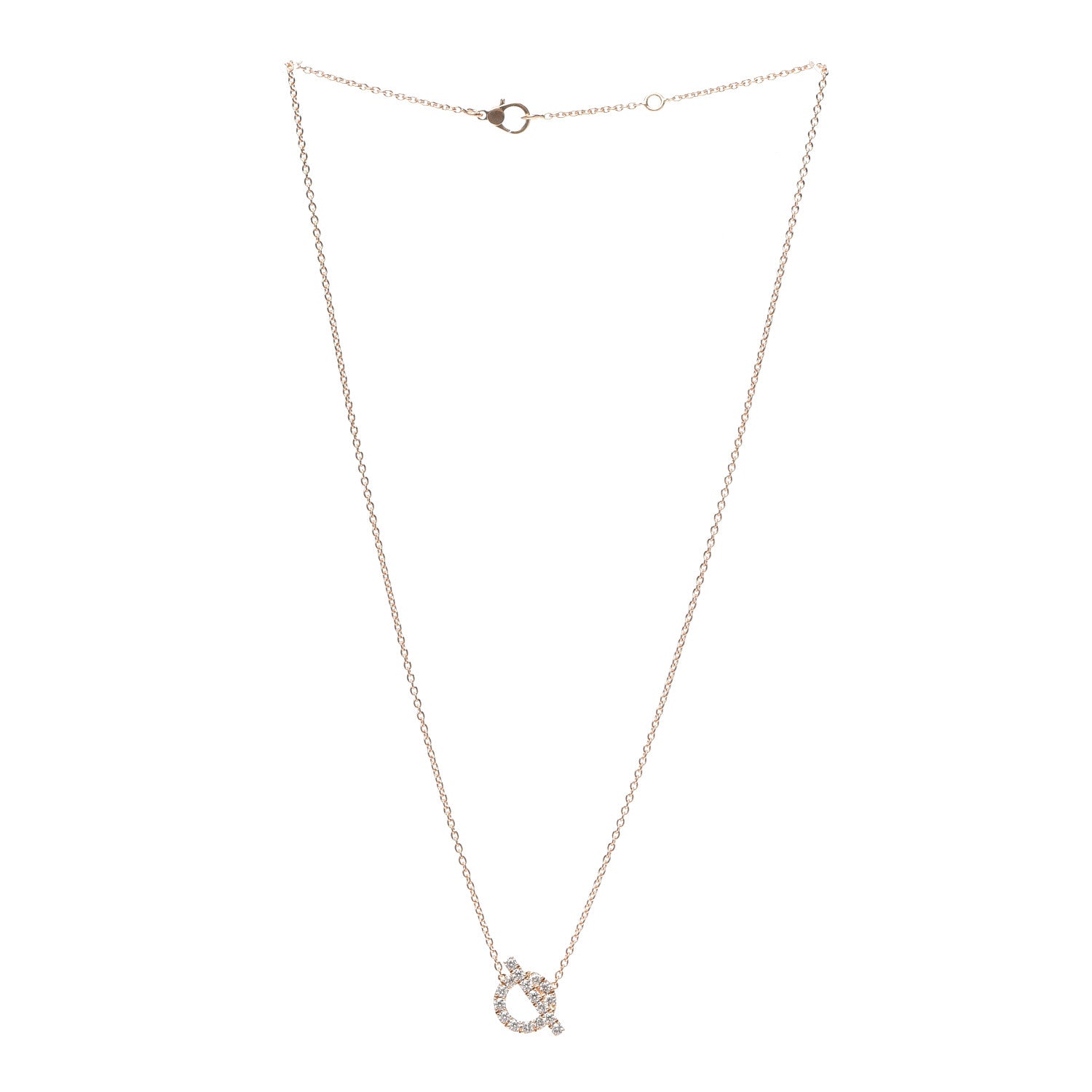 Hermes 18K Rose Gold Diamond Finesse Pendant Necklace 3 of 6