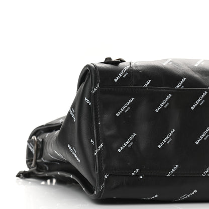 Balenciaga Veau Allover Logo Classic Hardware City Black White 10 of 13