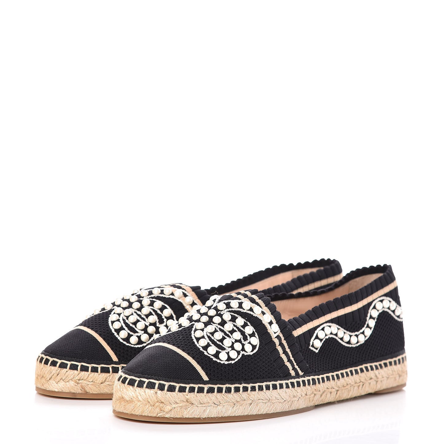 Knit Pearlescent Espadrille 42 Black