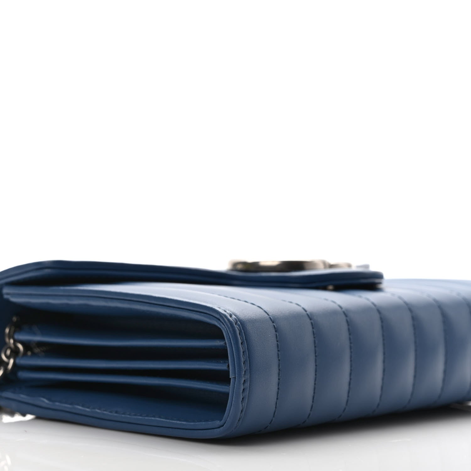 Gucci Calfskin Matelasse Aria GG Marmont Chain Wallet Clear Blue 6 of 8