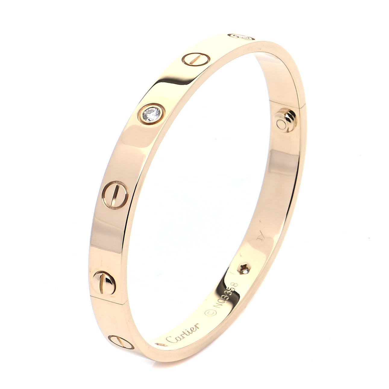 Cartier 18K Yellow Gold 4 Diamond LOVE Bracelet 17 4 of 6