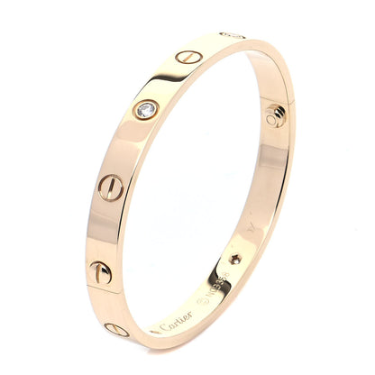 Cartier 18K Yellow Gold 4 Diamond LOVE Bracelet 17 4 of 6