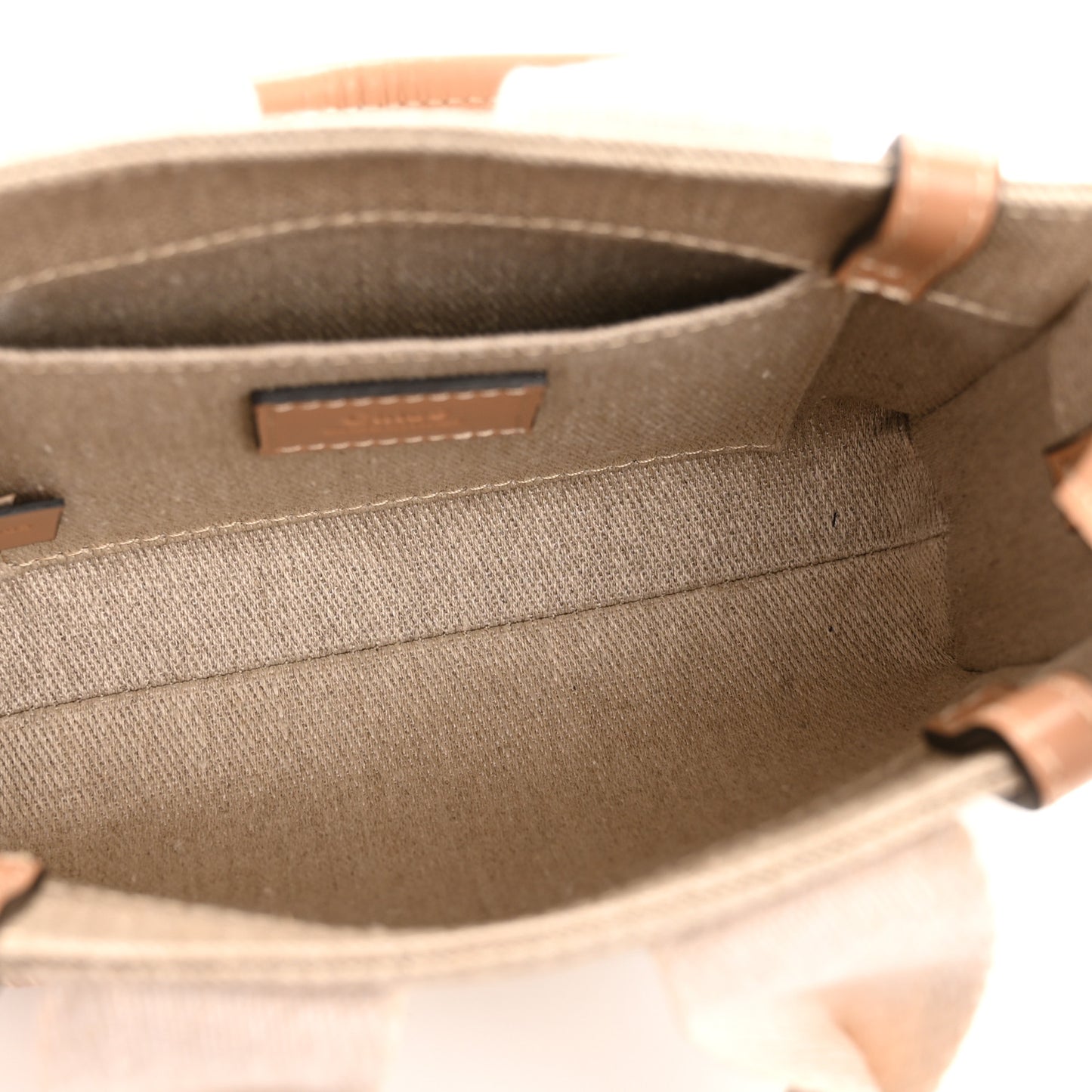 Linen Calfskin Mini Woody Ribbon Tote White Beige