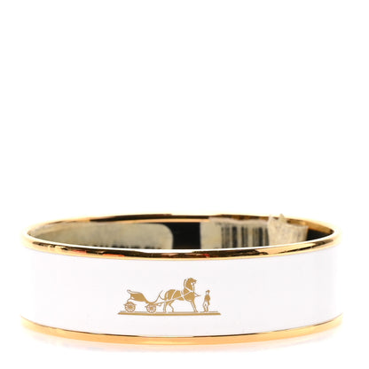 Hermes Enamel Printed Wide Caleche Bracelet 65 White 1 of 5