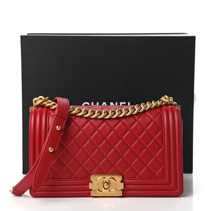 Chanel Caviar Quilted Medium Boy Flap Red 11 of 11