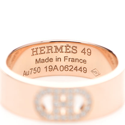 Hermes 18K Rose Gold Diamond PM H D'Ancre Ring 49 4.75 4 of 5