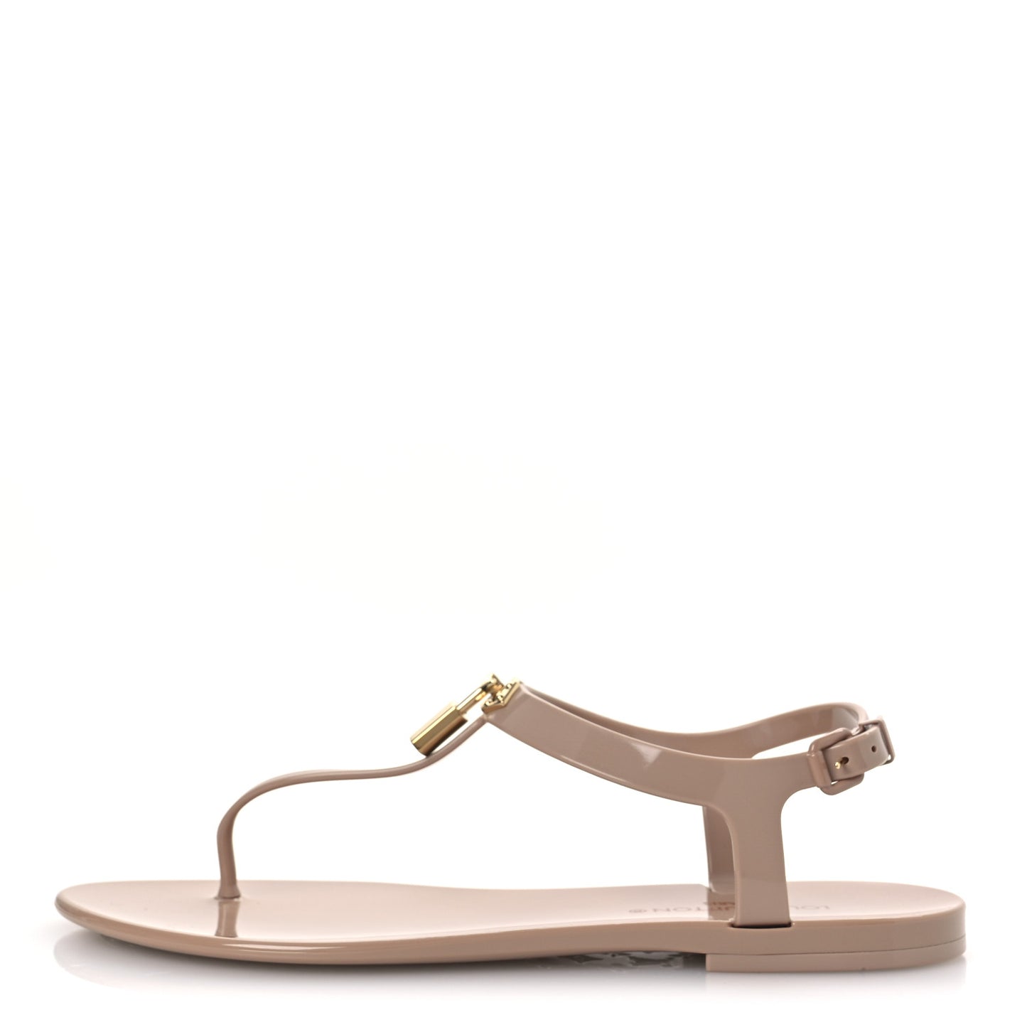 Rubber Bikini Thong Flat Sandals 41 Beige