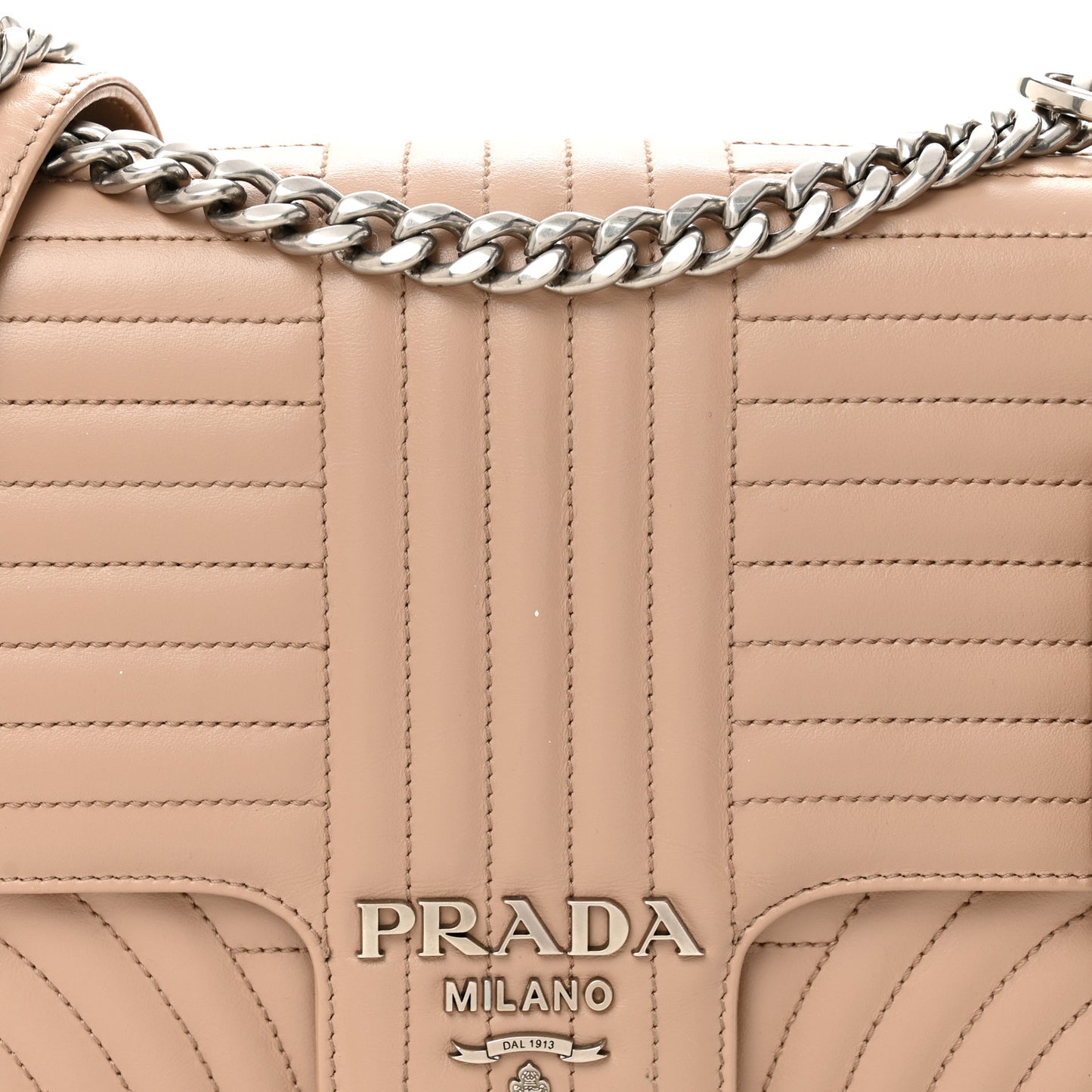 Soft Calfskin Impunture Diagramme Large Chain Flap Shoulder Bag Cipria