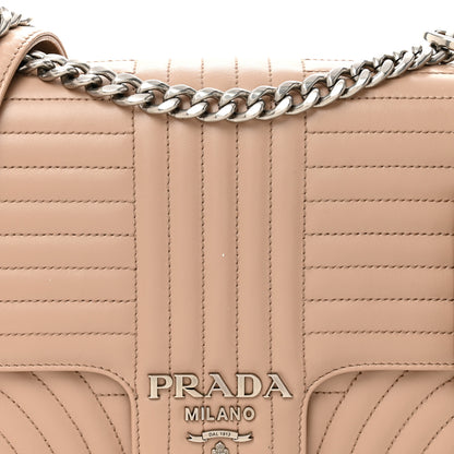 Prada Soft Calfskin Impunture Diagramme Large Chain Flap Shoulder Bag Cipria 7 of 10
