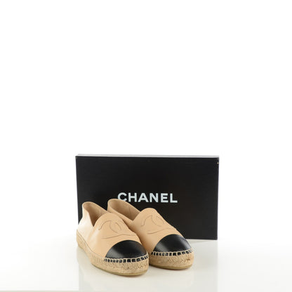 Chanel Lambskin CC Espadrilles 38 Beige Black 10 of 10