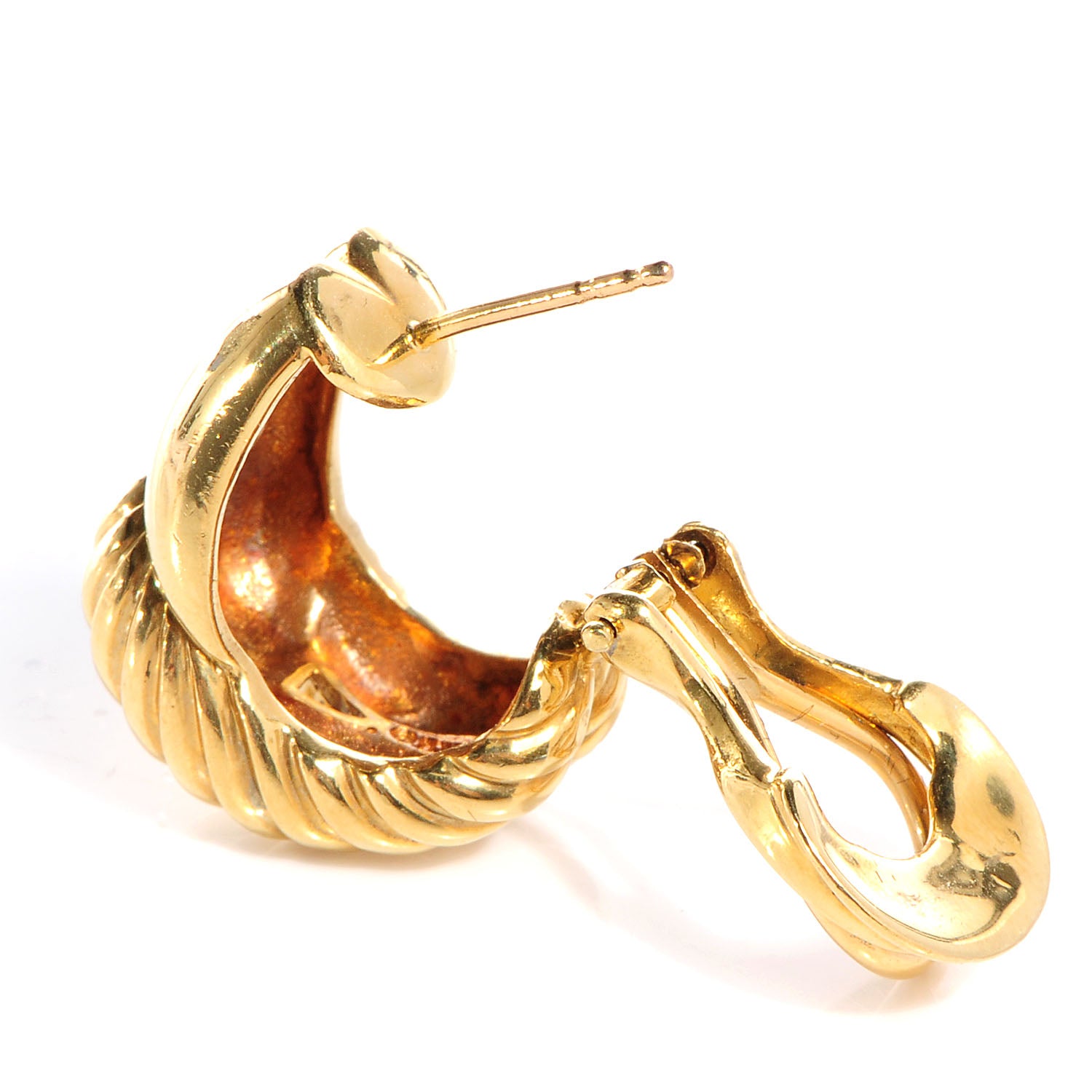 David Yurman 18k Yellow Gold Labyrinth Earrings 5 of 6