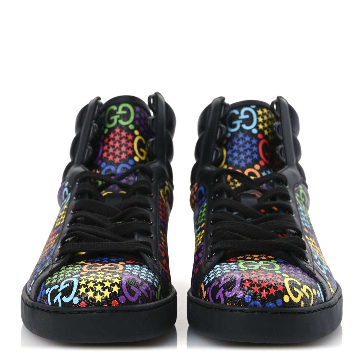Gucci GG Supreme Monogram Psychedelic Mens High Top Sneakers 9 Black Multicolor 3 of 11