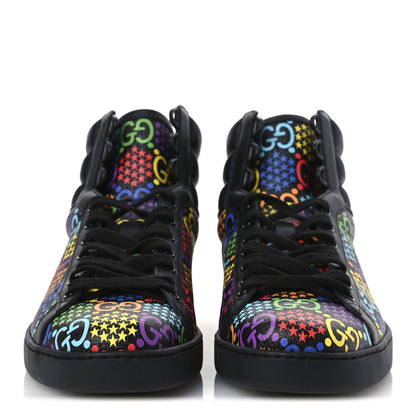 Gucci GG Supreme Monogram Psychedelic Mens High Top Sneakers 9 Black Multicolor 3 of 11