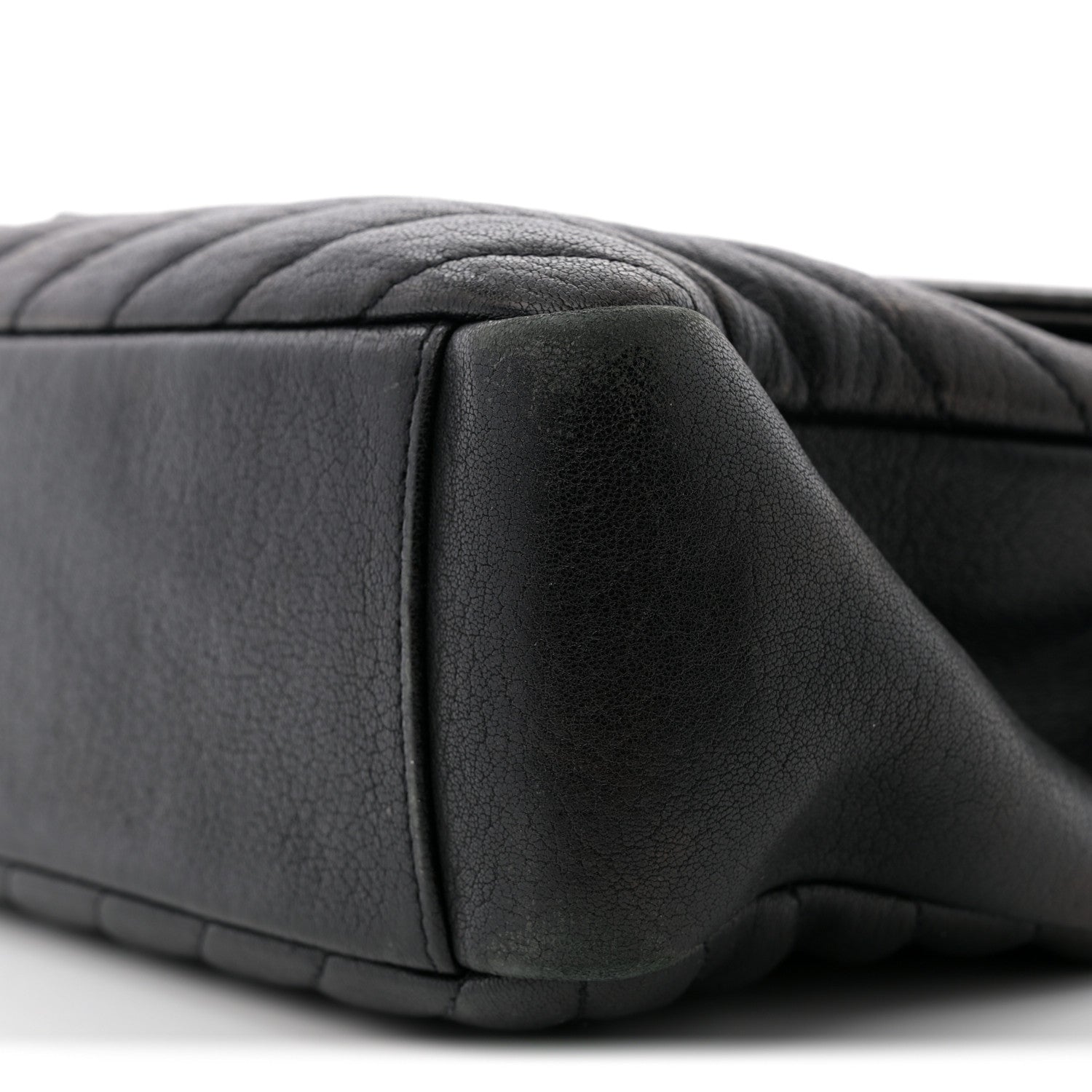 Saint Laurent Sheepskin Matelasse Chevron Monogram Large College Satchel Black 10 of 13