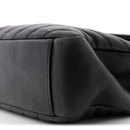Saint Laurent Sheepskin Matelasse Chevron Monogram Large College Satchel Black 10 of 13
