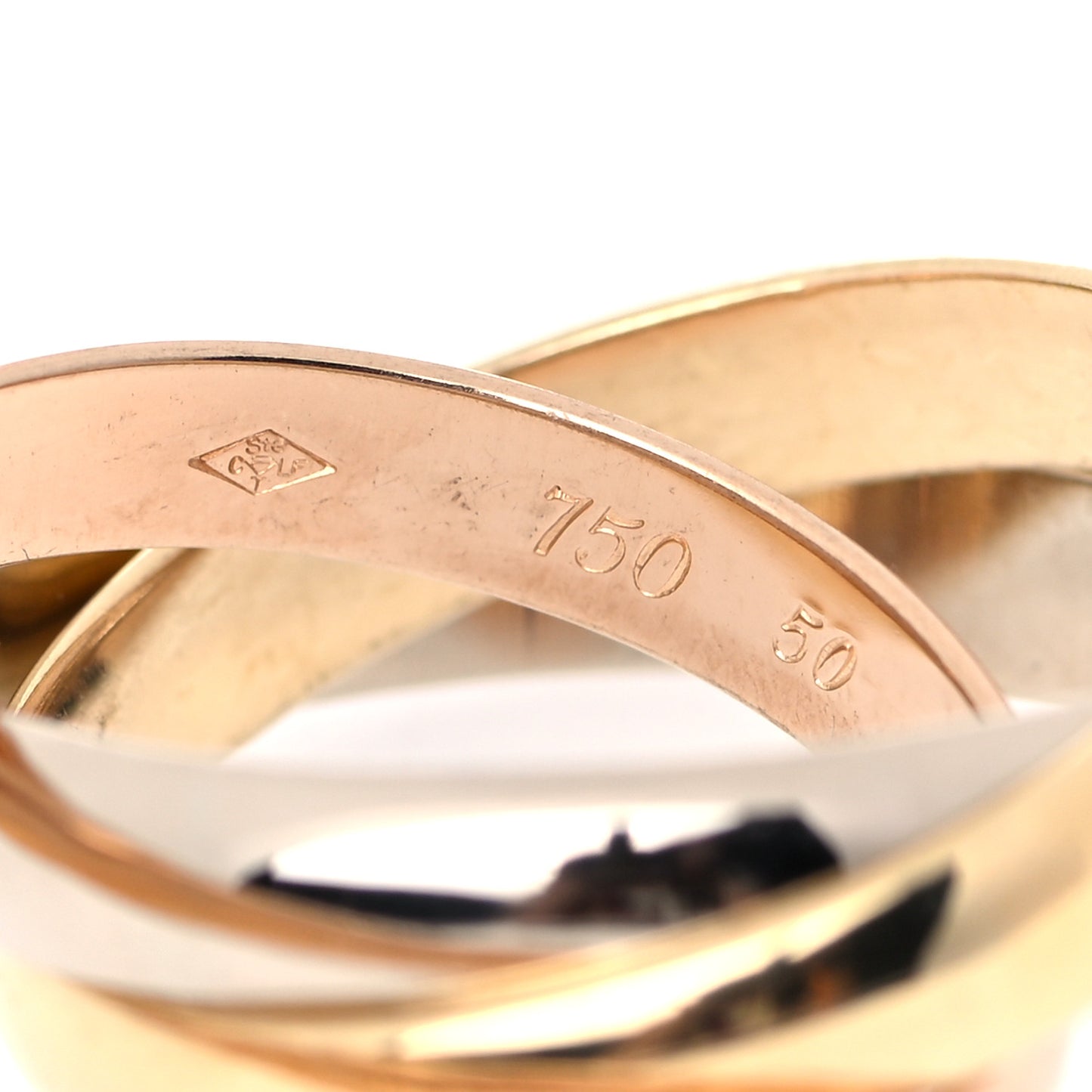 18K Pink Yellow White Gold Classic Les Must De Cartier Trinity Ring 50 5.25